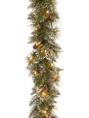 National Tree Company 6ft Pre-Lit Glittery Bristle Christmas Garland